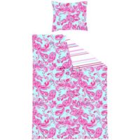 ESTAhome eenpersoons dekbedovertrek funky flowers en paisleys turquois